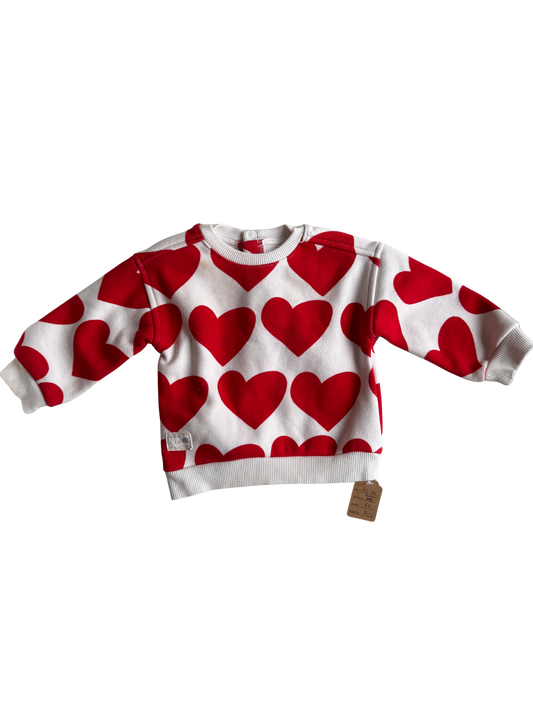 KIABI Sweatshirt Herzen weiß rot 68