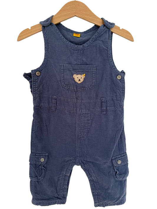 STEIFF Latzhose Taubenblau Kord Bärchen 74