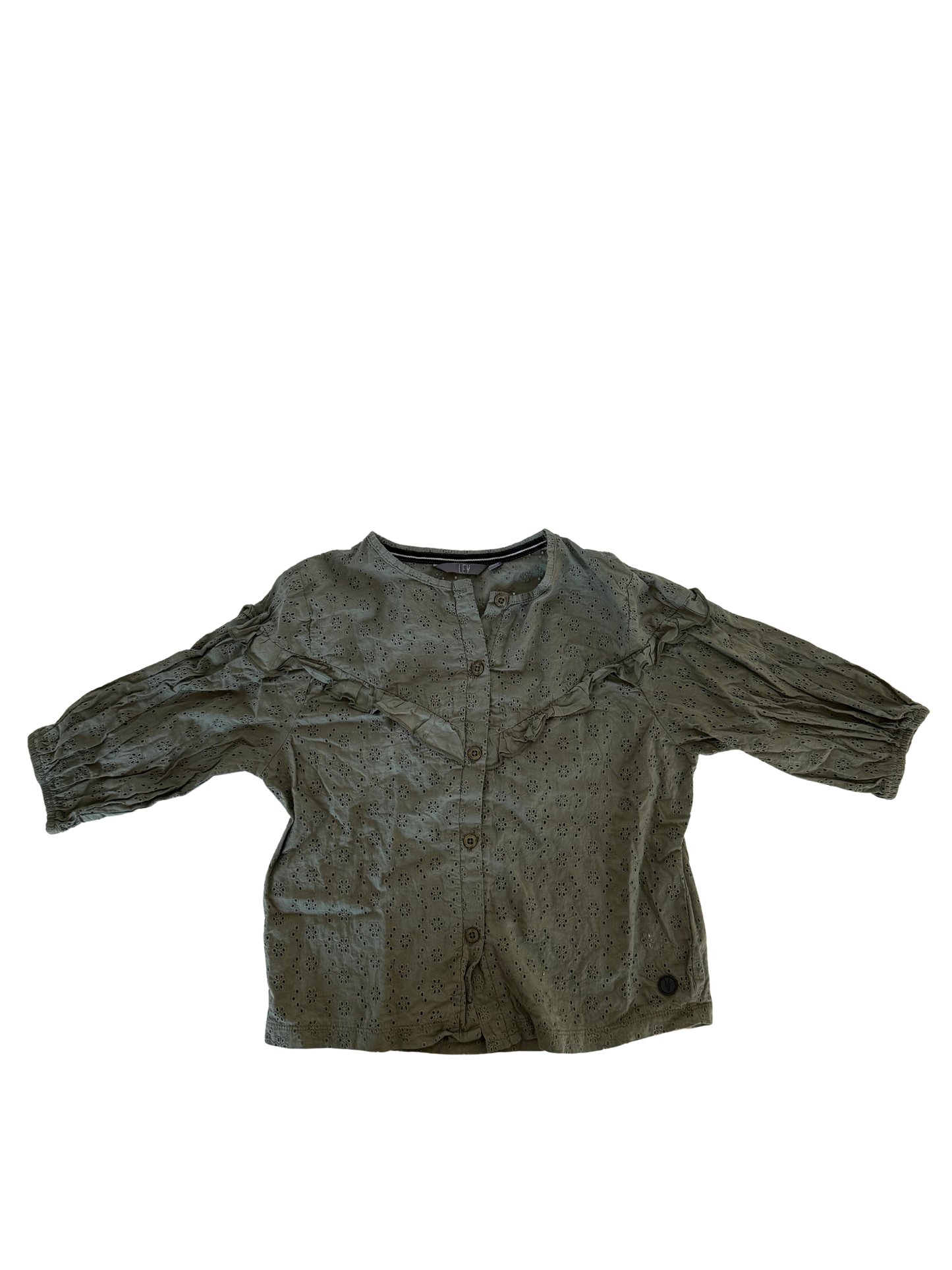LEVV Bluse Khaki grün Lochmuster 134/140