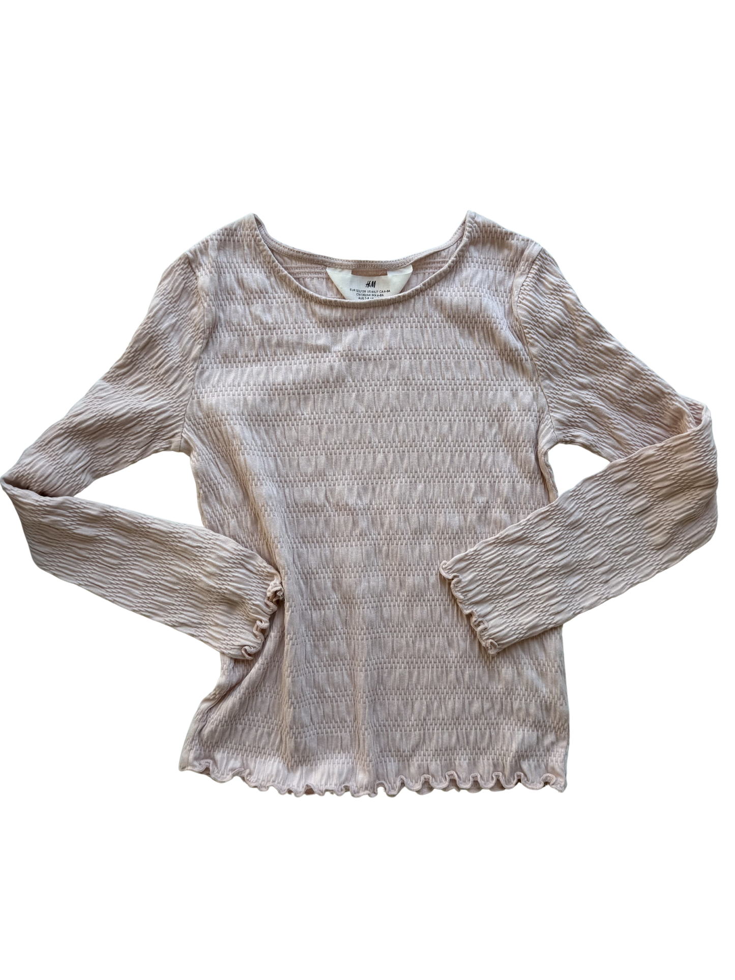 H&M Langarmshirt crincle Rosa 122/128