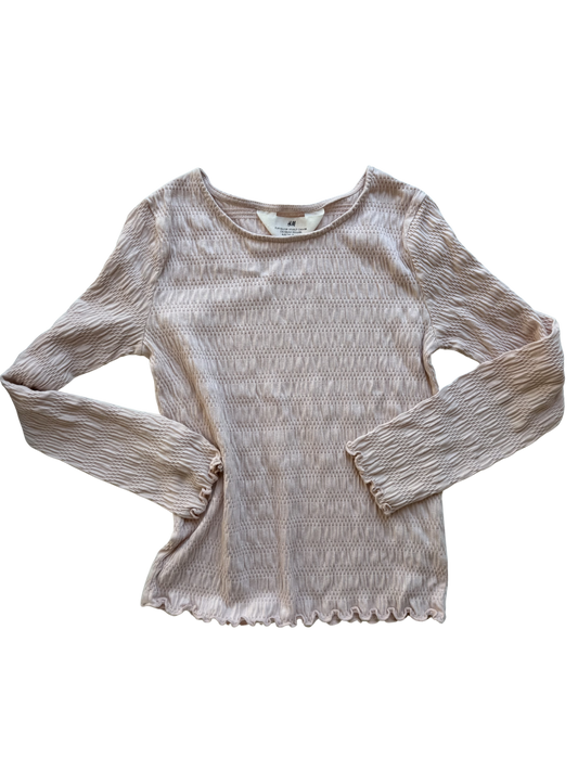 H&M Langarmshirt crincle Rosa 122/128