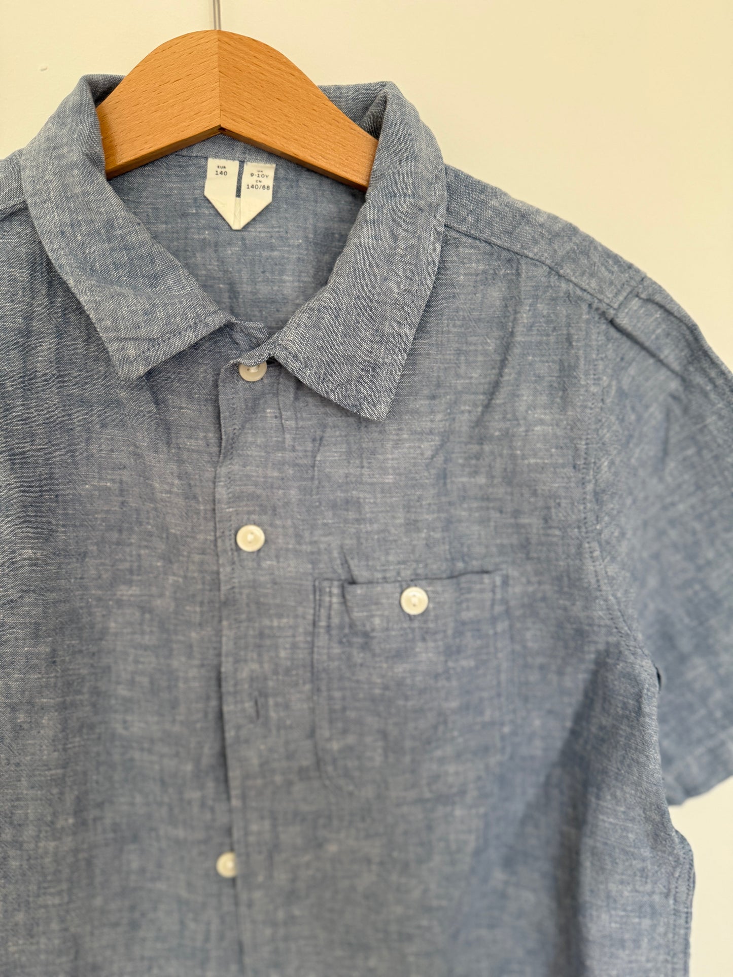 ARKET Hemd Kurzarm Leinen blau 140