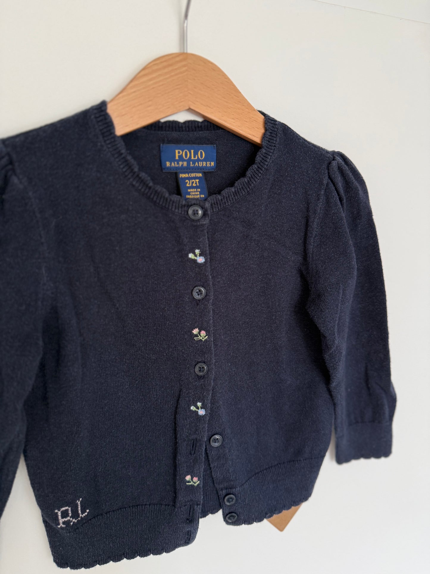 RALPH LAUREN Strickjacke Blümchen dunkelblau 92