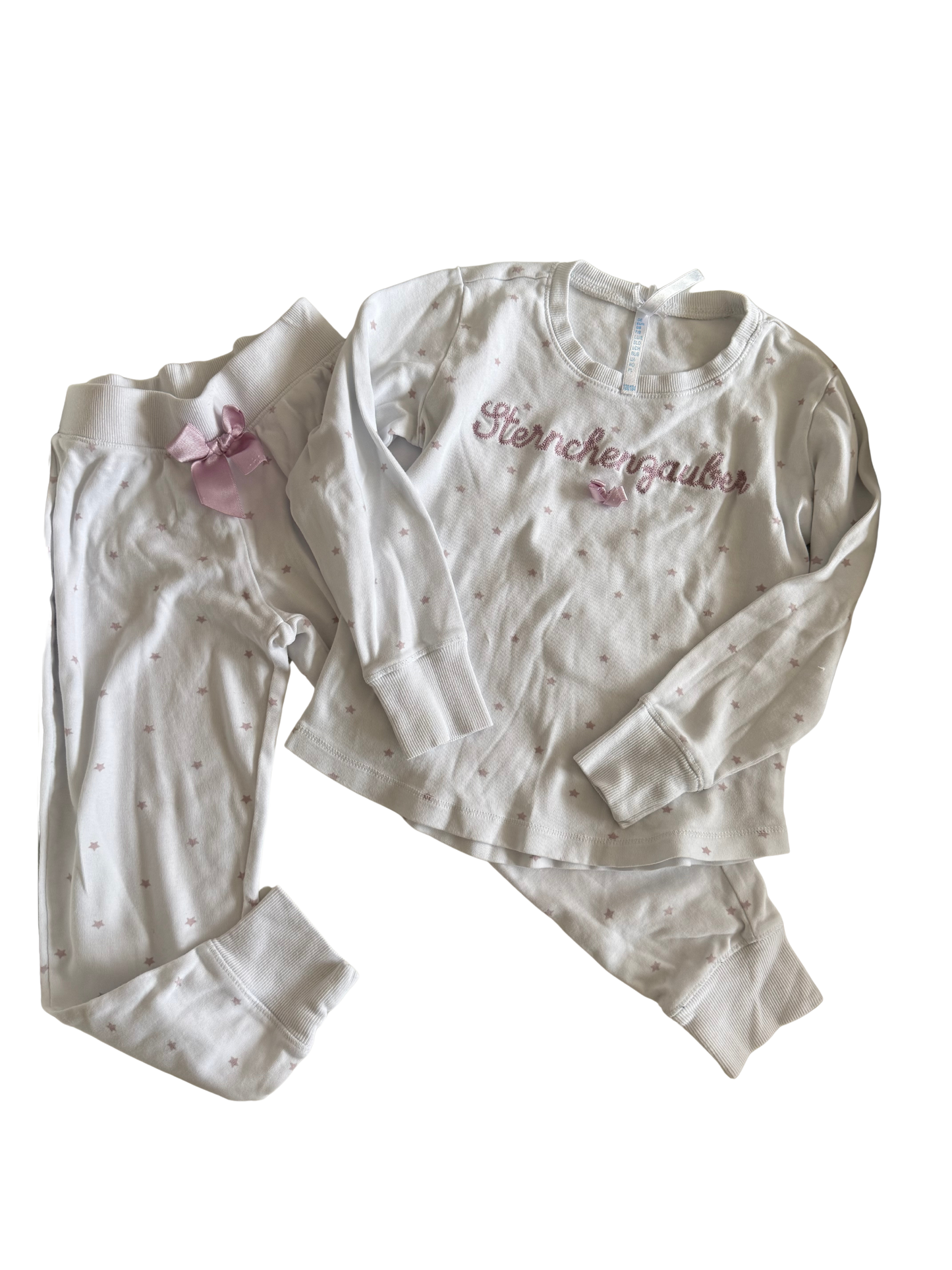 LOUIS & LOUISA Schlafanzug weiß  rosa Sternchenzauber 128/134