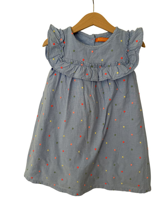 STACCATO Kleid blau neon Punkte secondhand 92/98