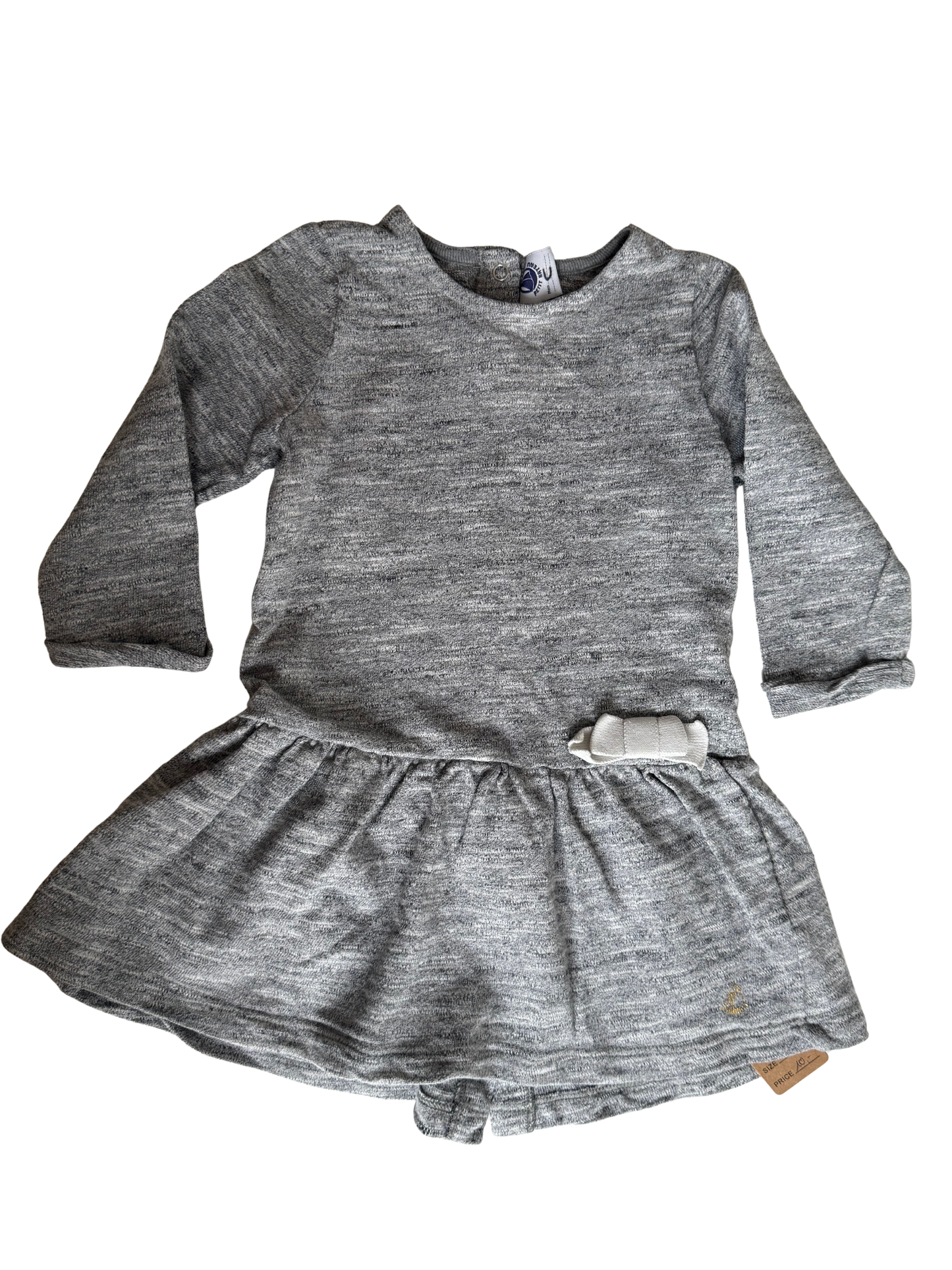 PETIT BATEAU Kleid grau mit Schleife 74