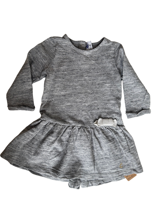 PETIT BATEAU Kleid grau mit Schleife 74