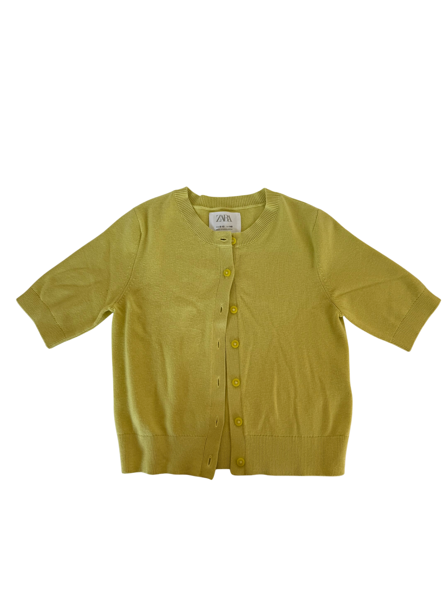 ZARA Strickjacke Kurzarm gelb 140