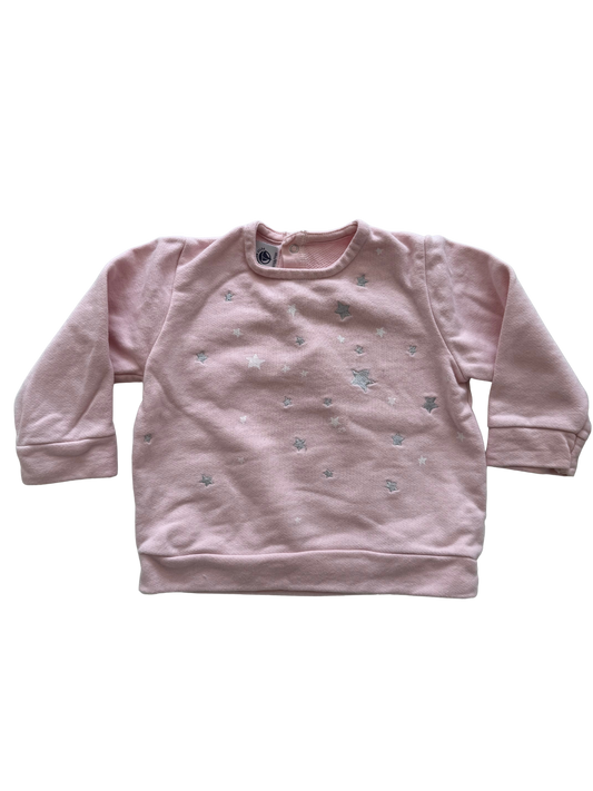 PETIT BATEAU Sweatshirt Rosa Sterne 80/86