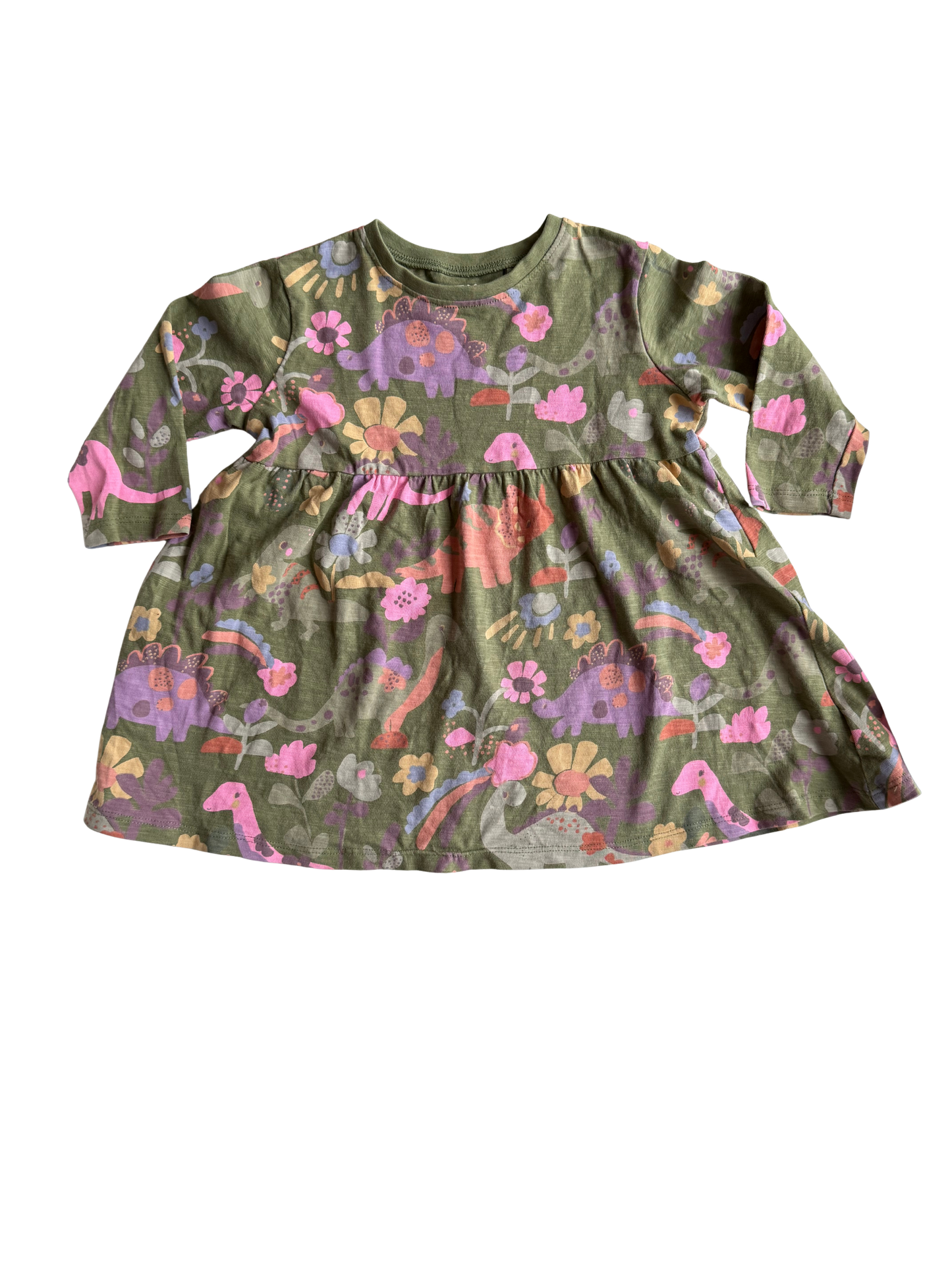 NEXT Kleid Blumen Dinos grün pink 86