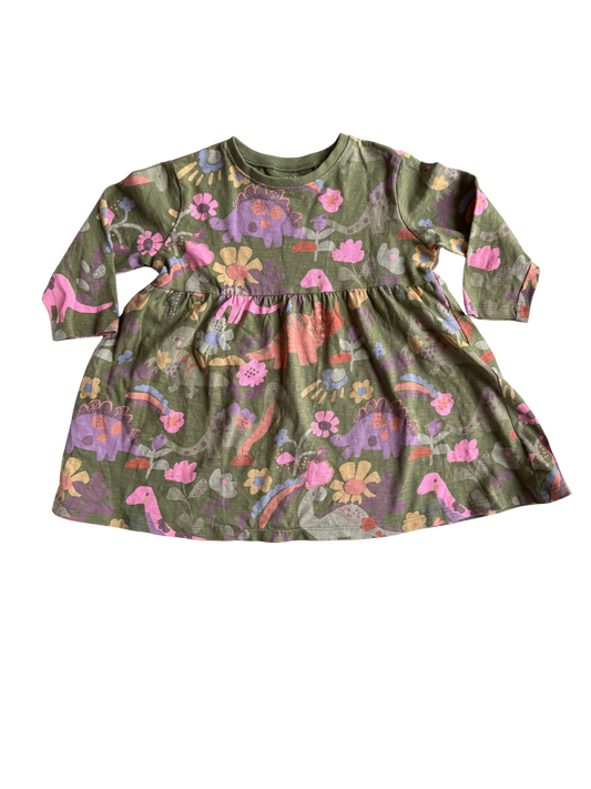 NEXT Kleid Blumen Dinos grün pink 86