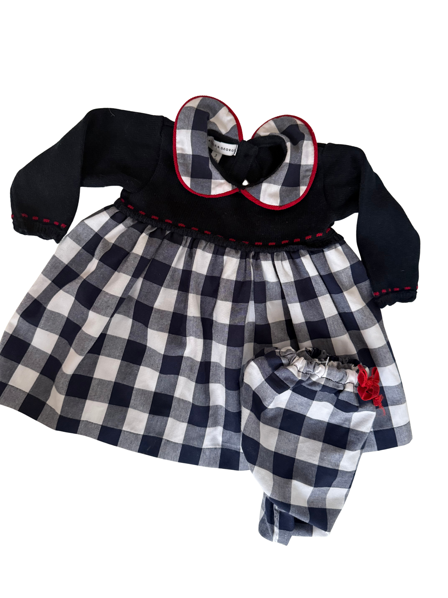 BEATRICE & GEORGE Kleid blau weiß kariert 62/68