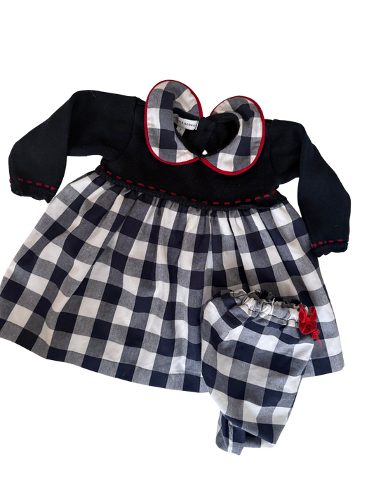 BEATRICE & GEORGE Kleid blau weiß kariert 62/68