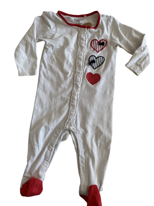 ORCHESTRA Schlafanzug Strampler Herzen weiß 80/86