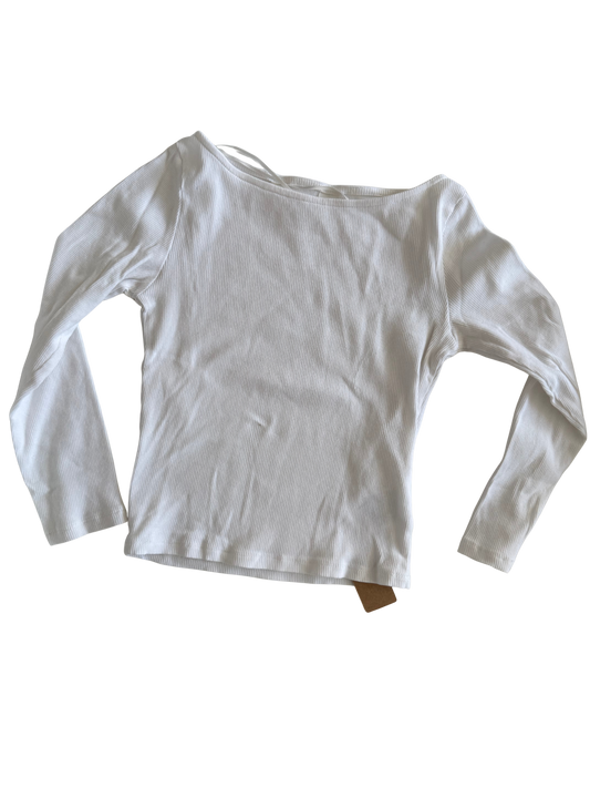 H&M Langarmshirt Ripp weiß 146/152