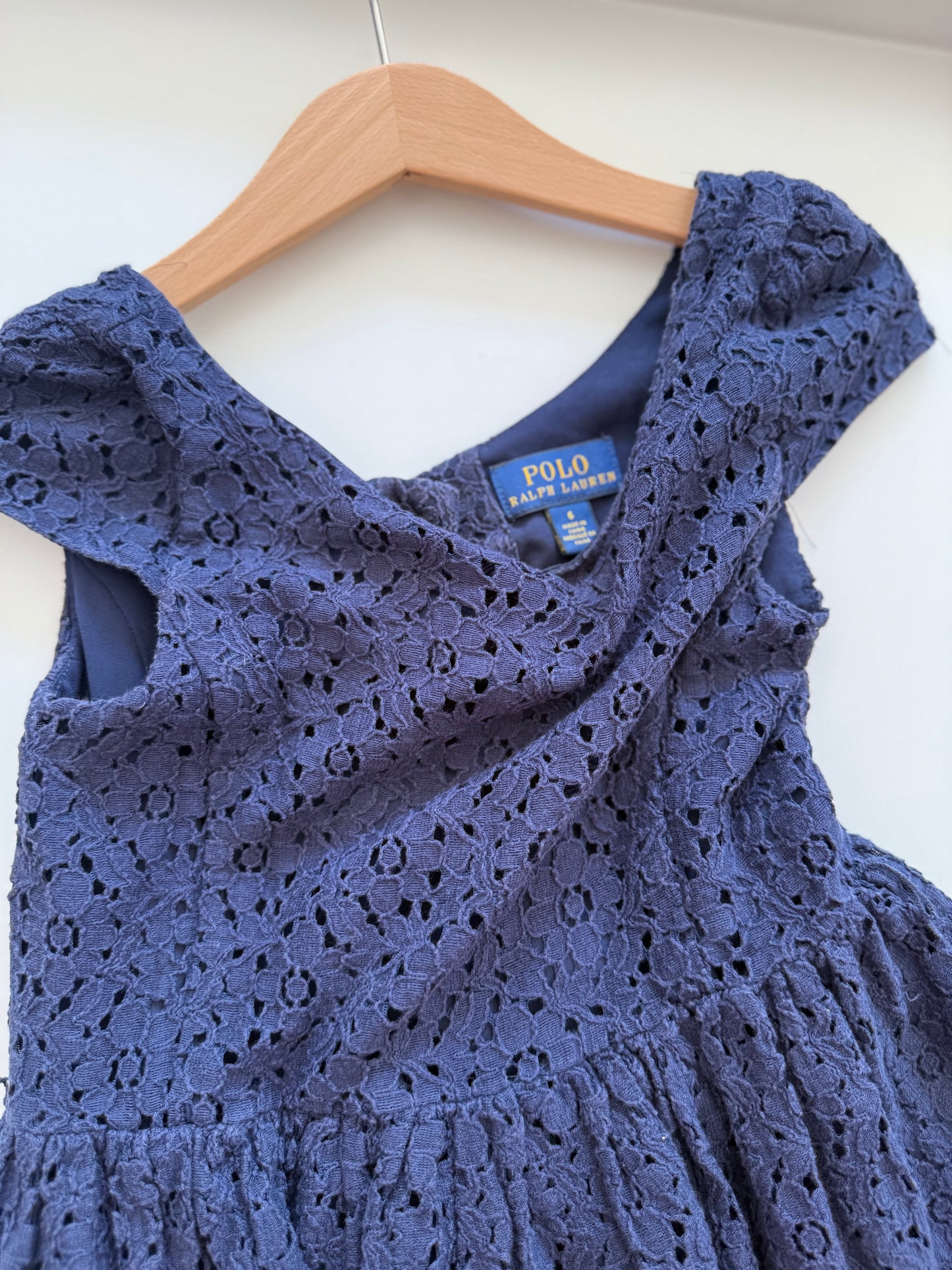 RALPH LAUREN Kleid Spitze dunkelblau festlich 116