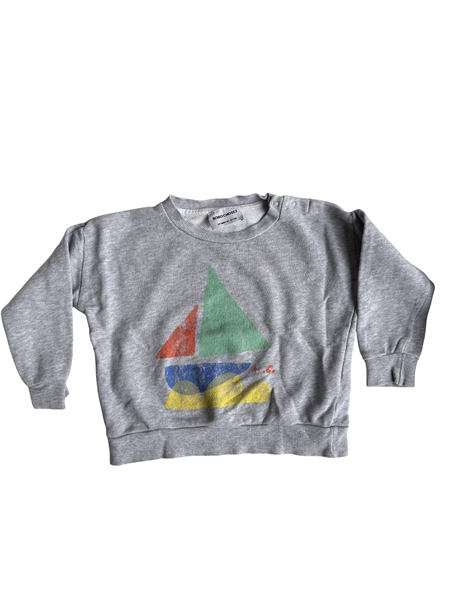 BOBO CHOSES Sweatshirt Segelboot grau 92