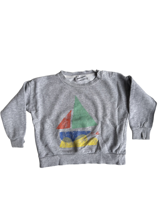 BOBO CHOSES Sweatshirt Segelboot grau 92