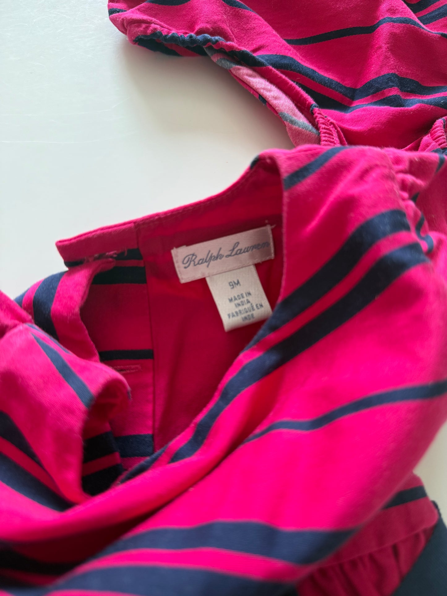 RALPH LAUREN Kleid Sommer Kurzarm pink blau 74