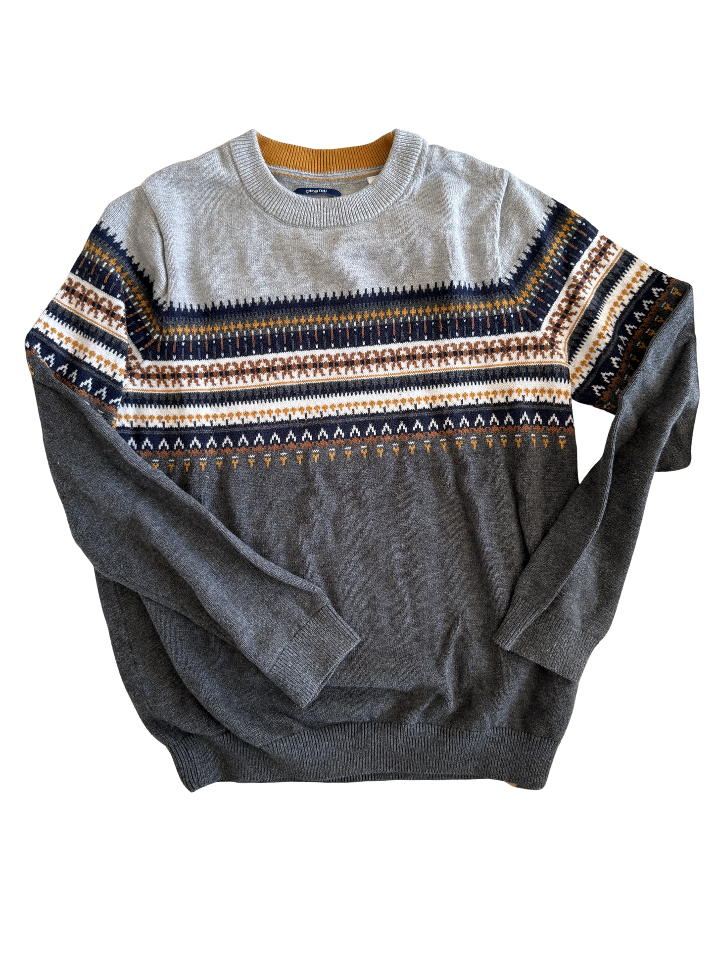 OKAIDI Pullover Norweger Muster grau 152