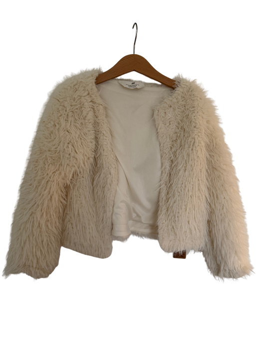 H&M Plüschjacke Strickjacke Blazer weiß 122/128