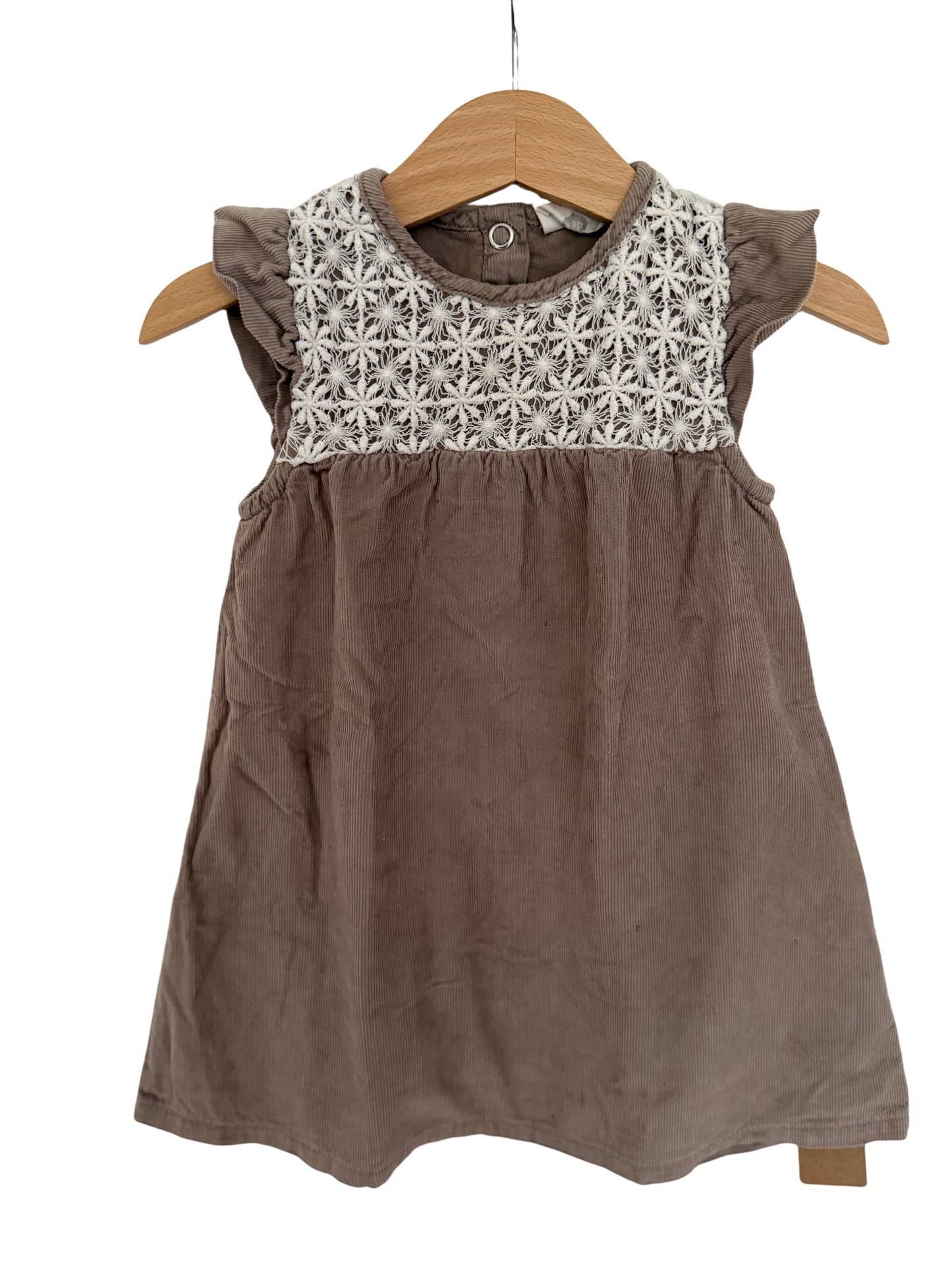 TOPOMINI Kleid Kord braun weiß Spitze 80