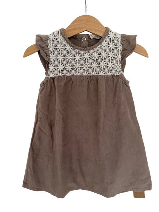 TOPOMINI Kleid Kord braun weiß Spitze 80