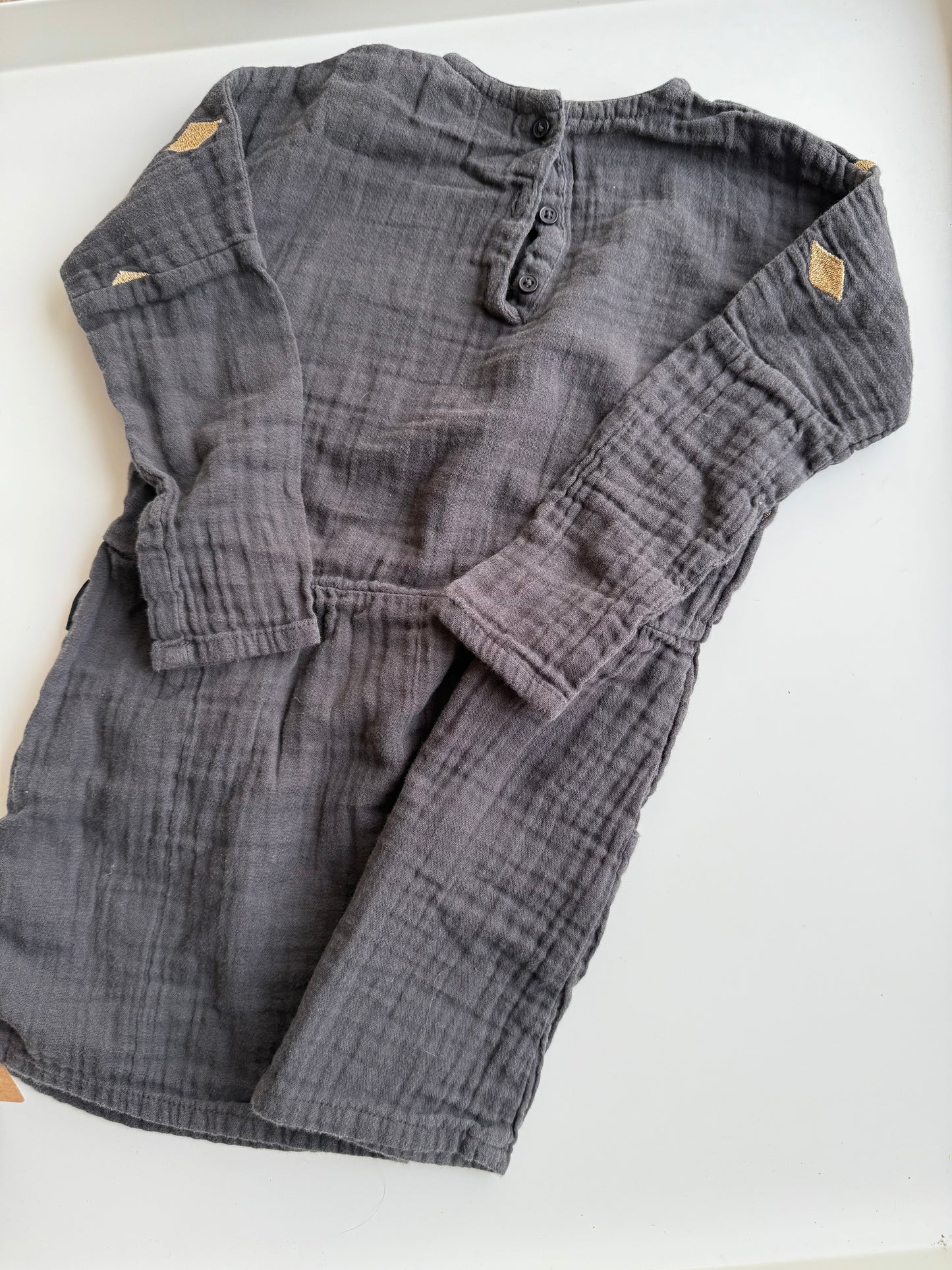 TUMBLE N‘DRY Kleid Musselin dunkelgrau Gold 98