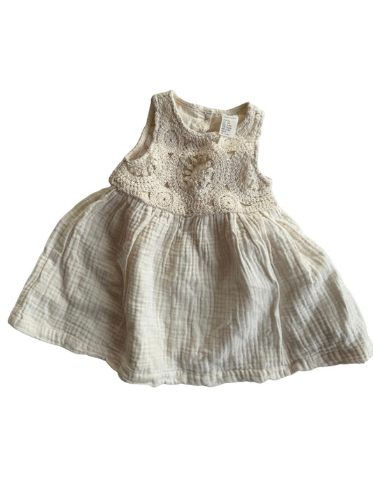 H&M Kleid Spitze Musselin weiß 74