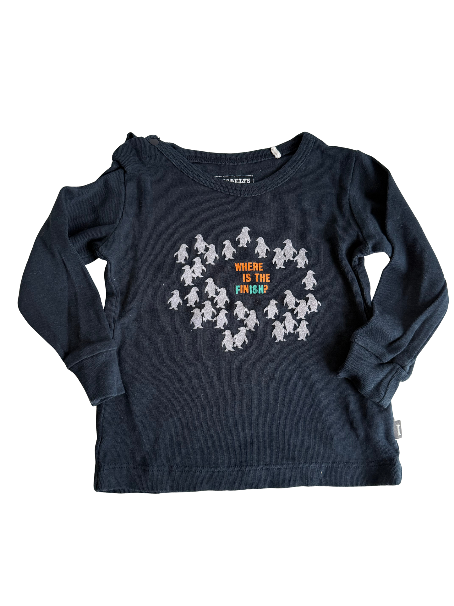 IMPS & ELFS Langarmshirt Pinguine dunkelblau 74