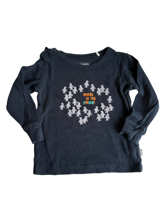 IMPS & ELFS Langarmshirt Pinguine dunkelblau 74