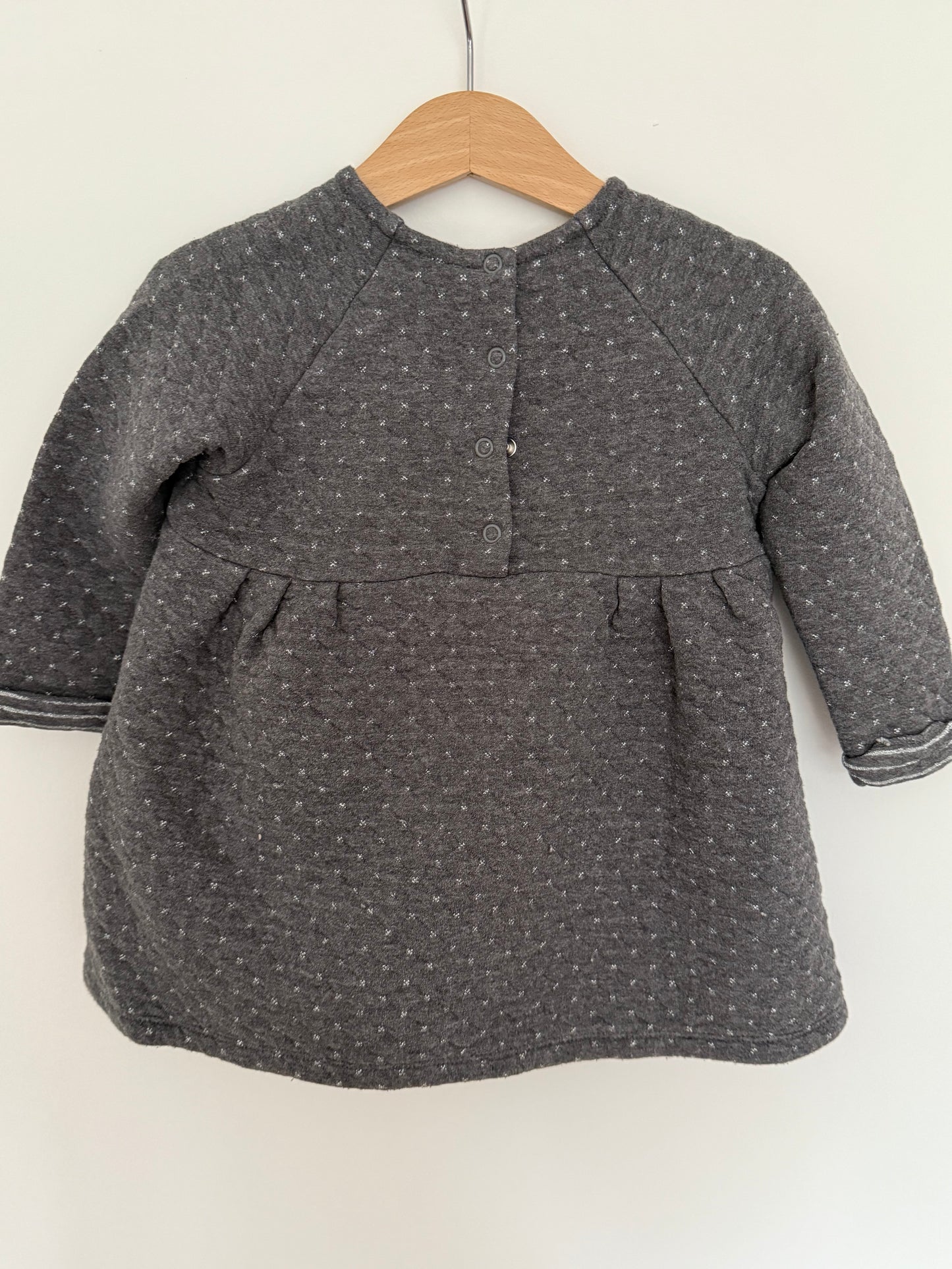 BENETTON Kleid dunkelgrau Silber festlich 80