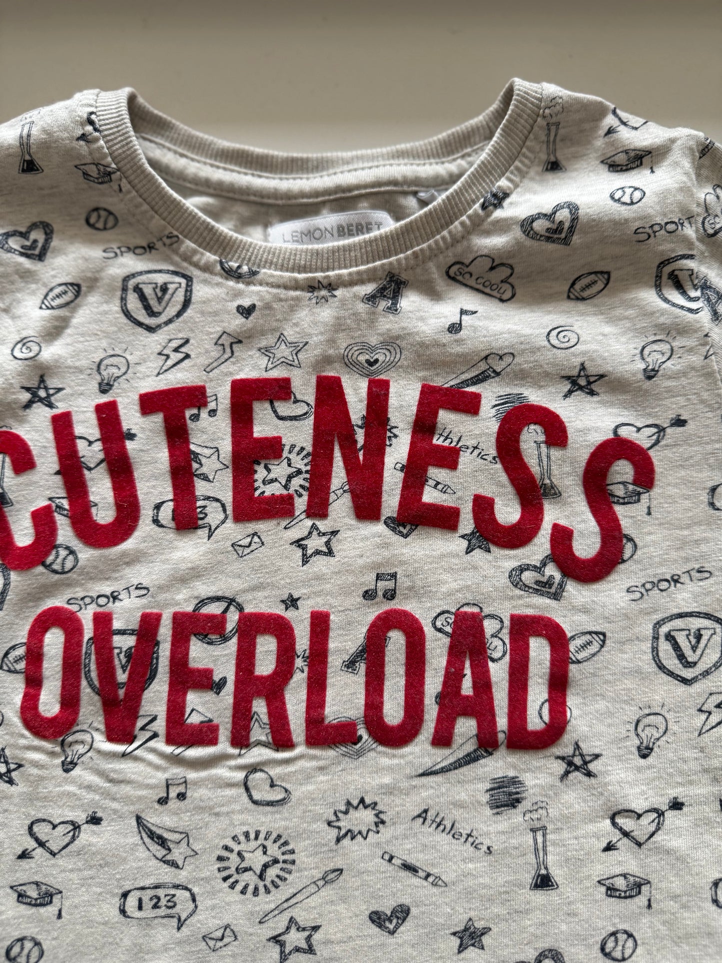 LEMON BERET Langarmshirt print Cuteness overload grau 116/122