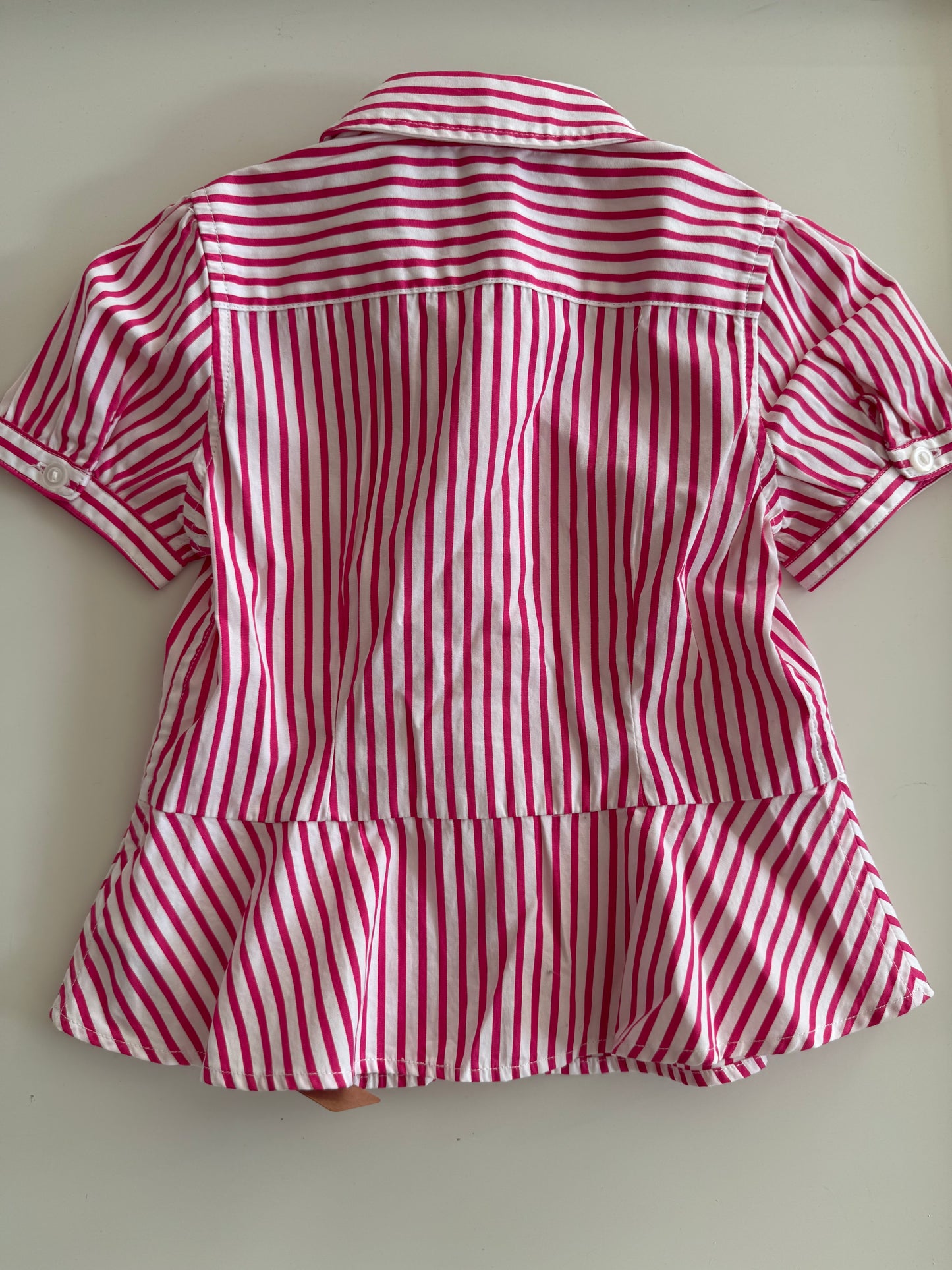 RALPH LAUREN Bluse pink weiß kurzarm 98