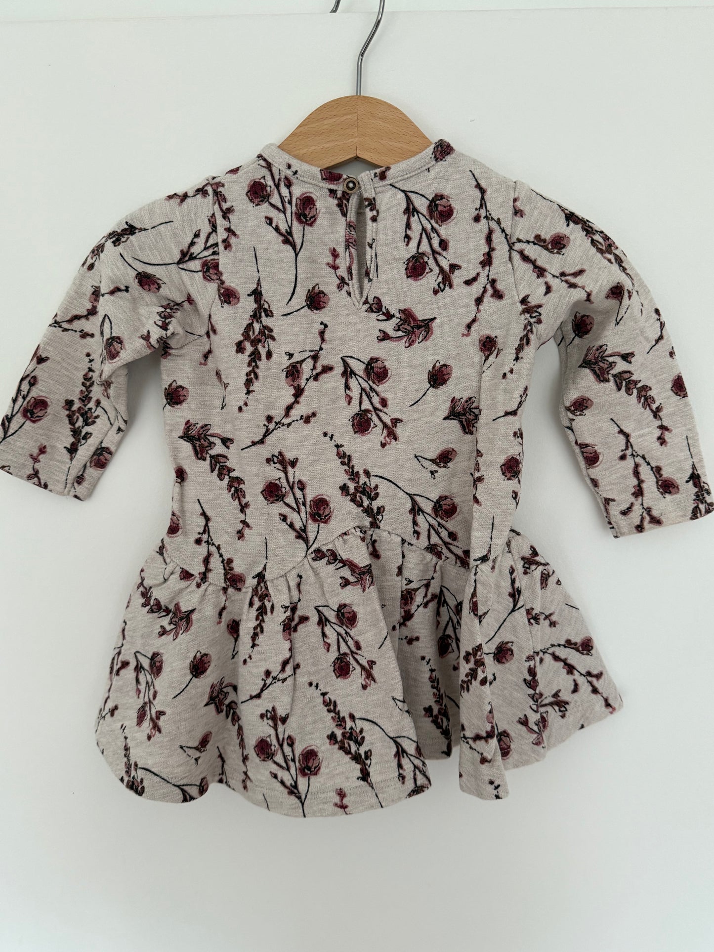 PRENATAL Kleid Blumen grau Burgund rot 74