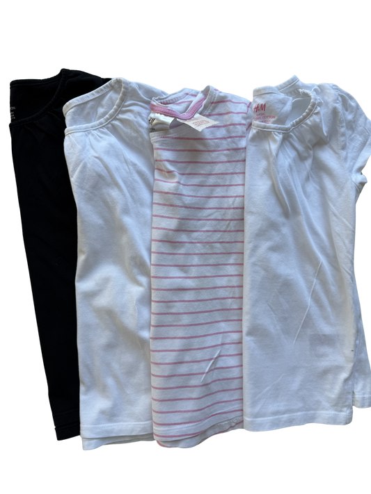 H&M Set T-Shirts weiß rosa schwarz 122/128
