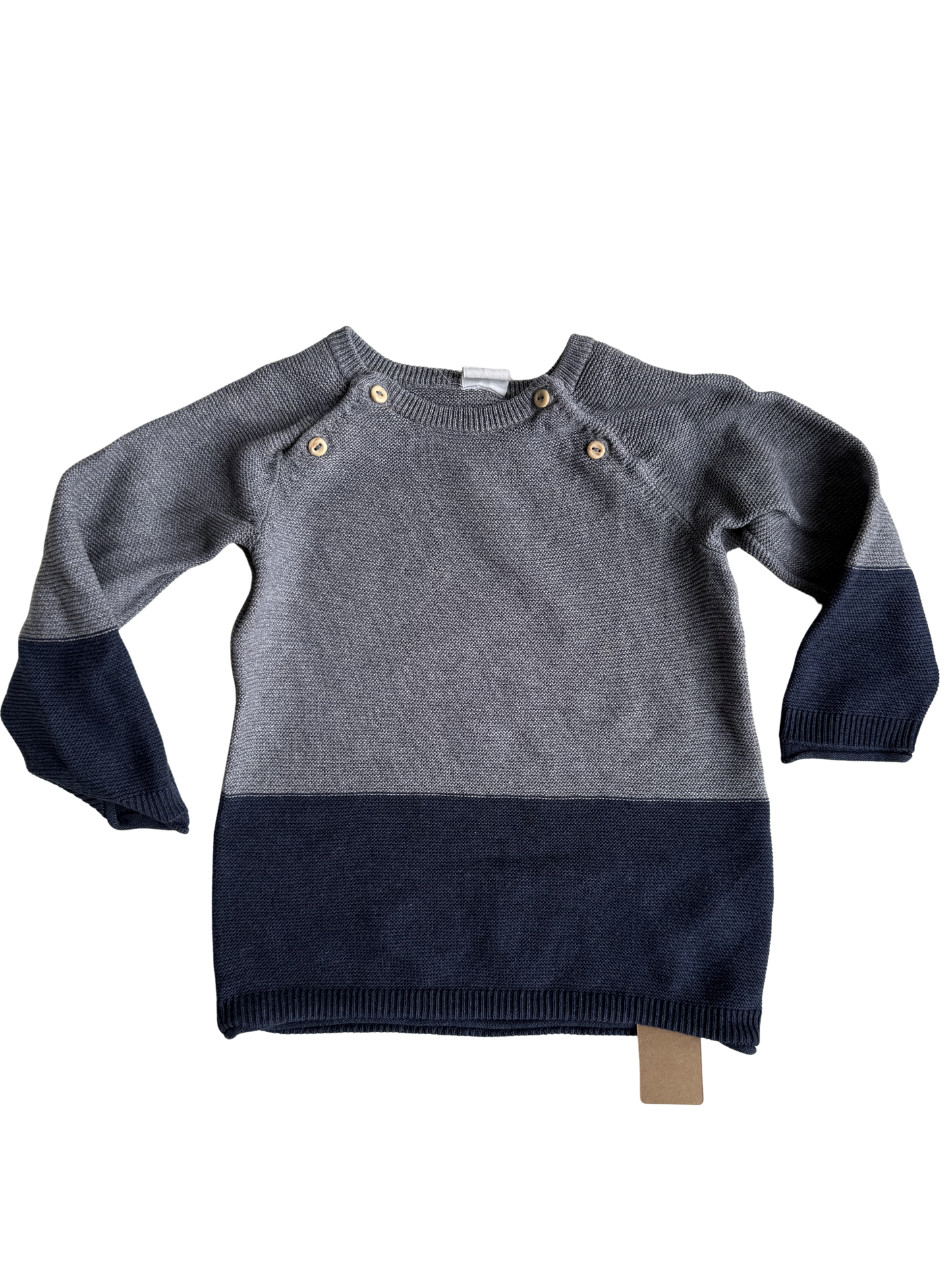 H&M Pullover Strick blau grau 80