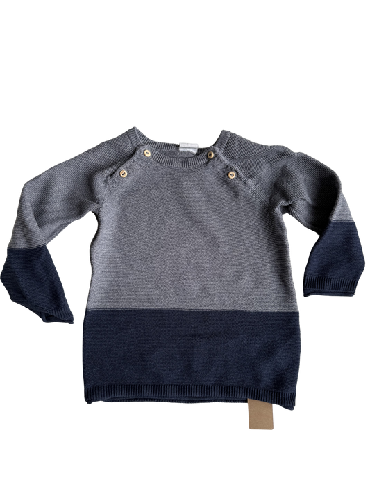 H&M Pullover Strick blau grau 80