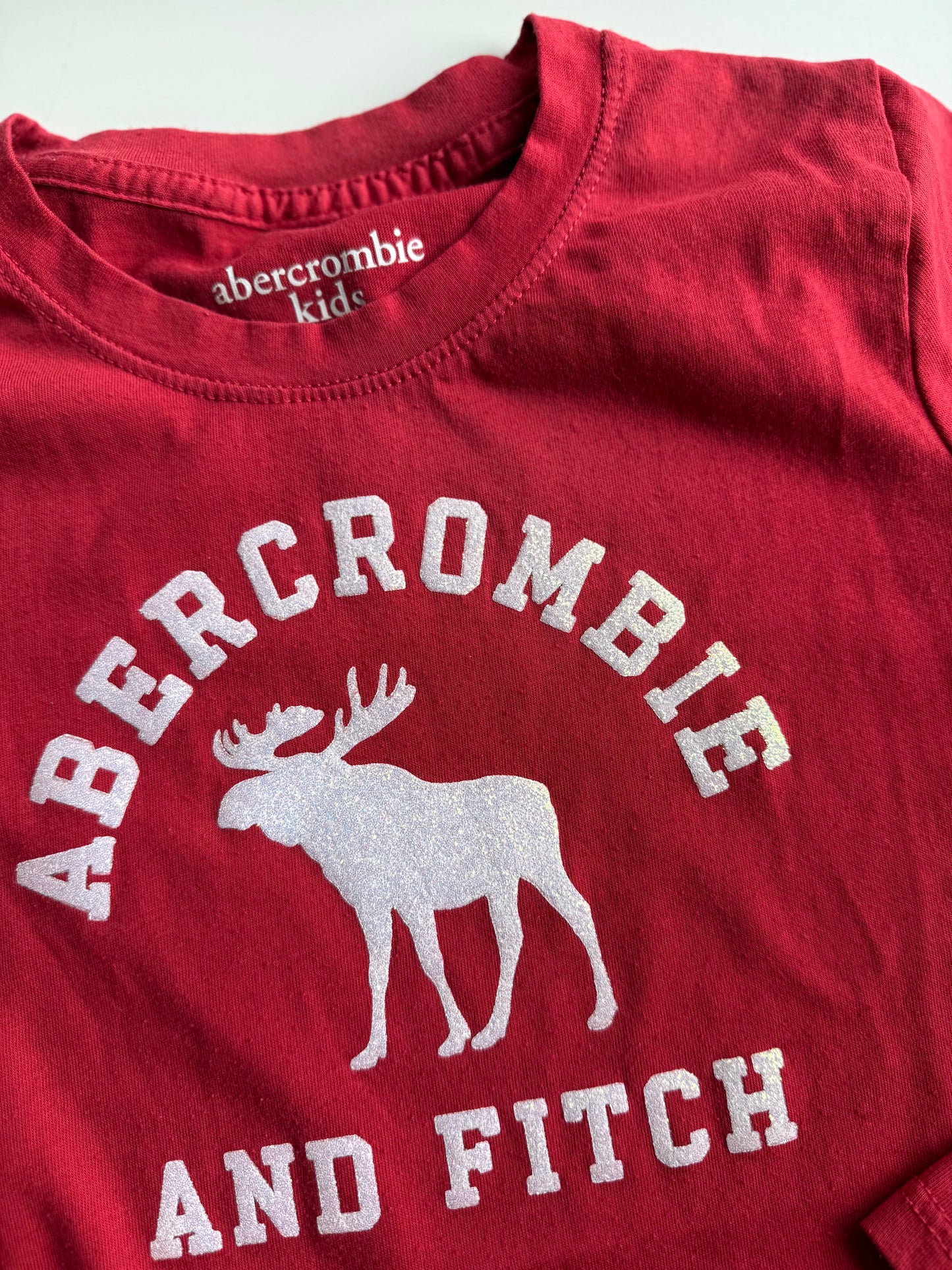 ABERCROMBIE Langarmshirt rot Glitzer 122/128