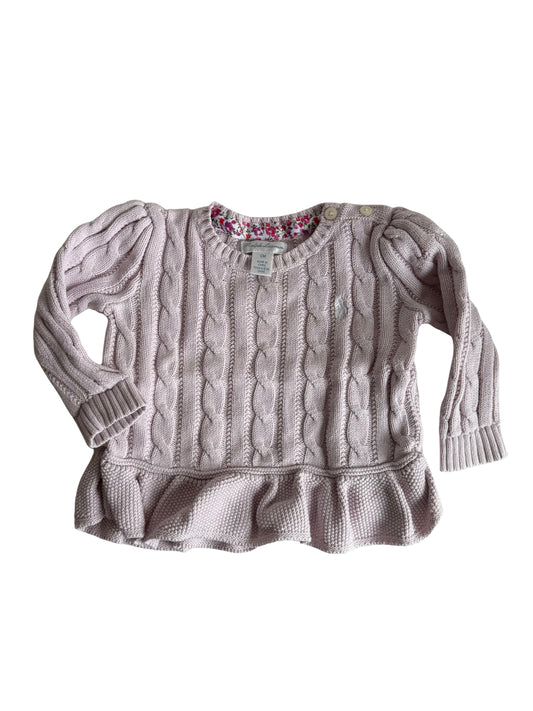 RALPH LAUREN Zopf Pullover Strick rosa 80