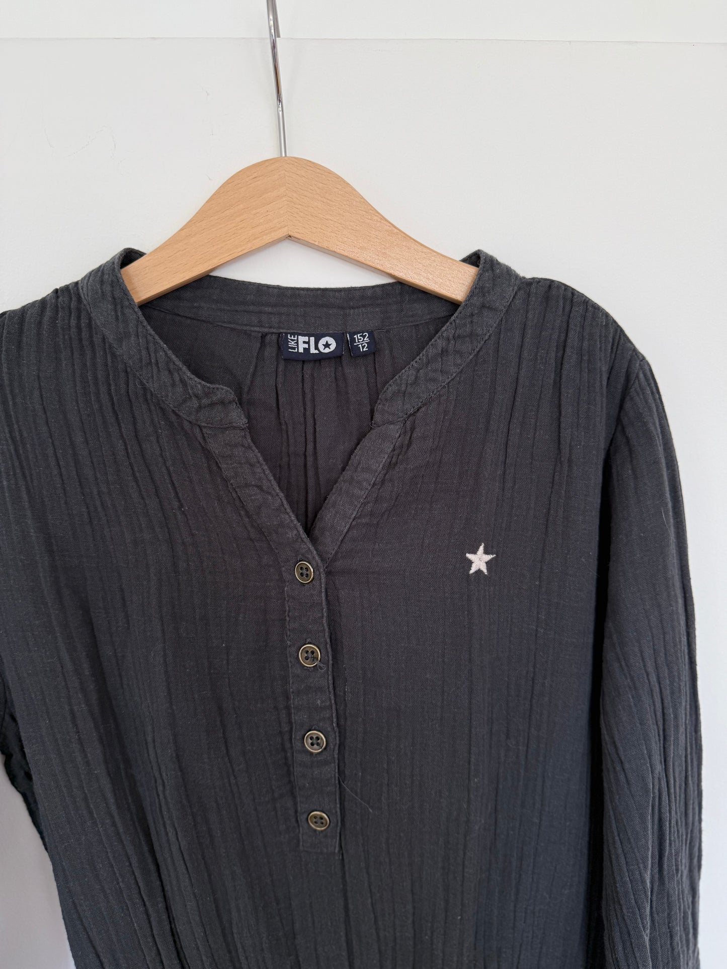 LIKE FLO Kleid dunkelgrau Musselin 152