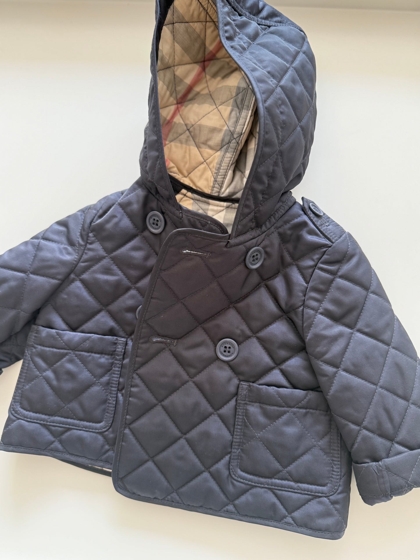 BURBERRY Steppjacke dunkelblau Check 62/68