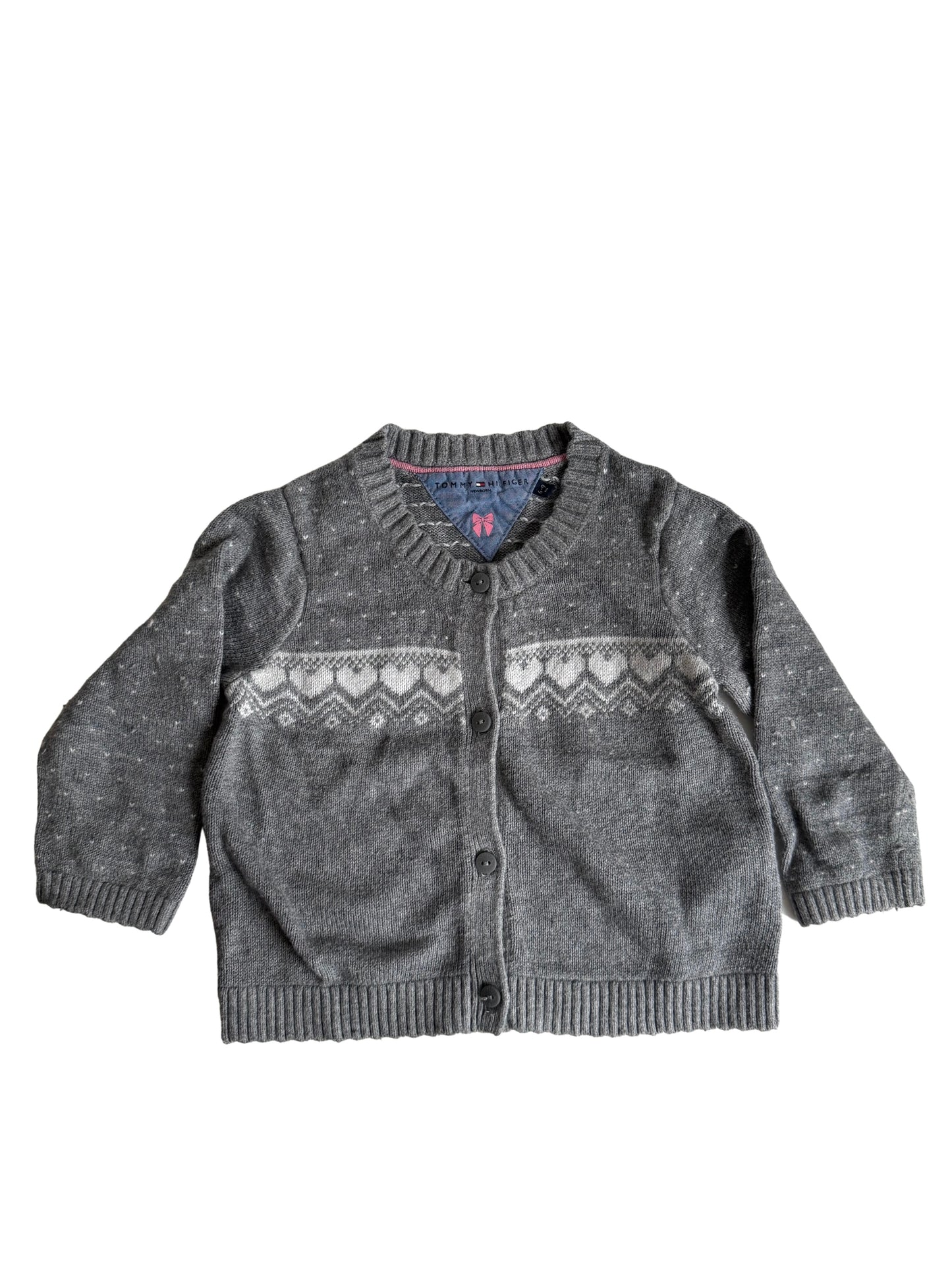 TOMMY HILFIGER Strickjacke grau weiß Norwegermuster Angora 74