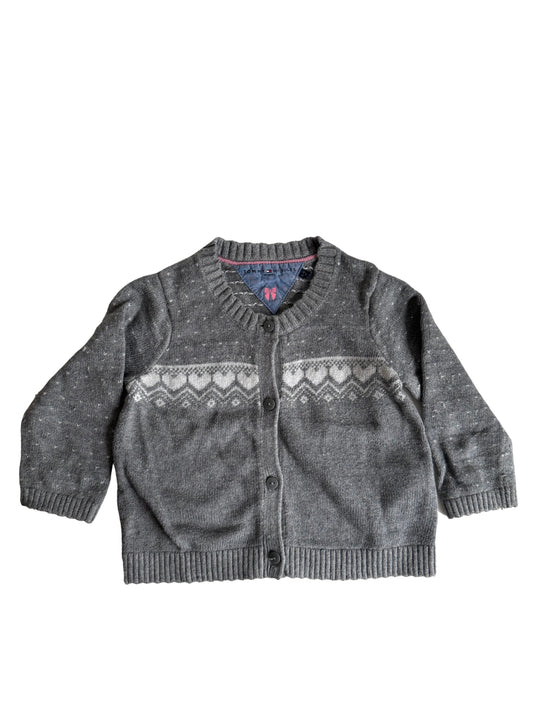 TOMMY HILFIGER Strickjacke grau weiß Norwegermuster Angora 74