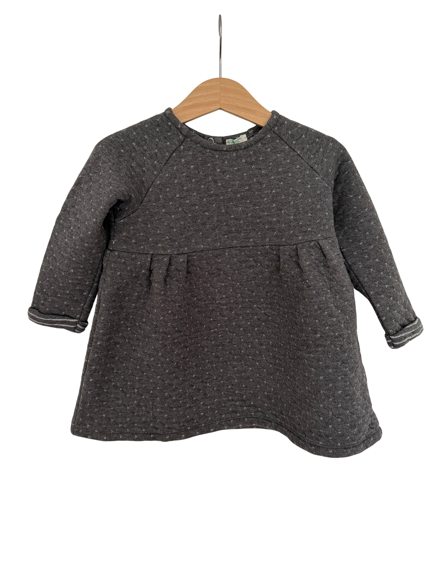 BENETTON Kleid dunkelgrau Silber festlich 80