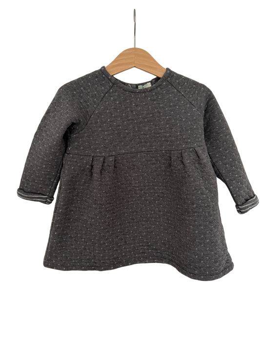 BENETTON Kleid dunkelgrau Silber festlich 80