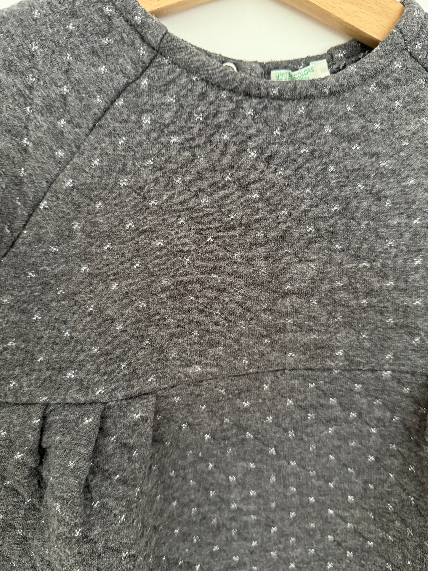 BENETTON Kleid dunkelgrau Silber festlich 80