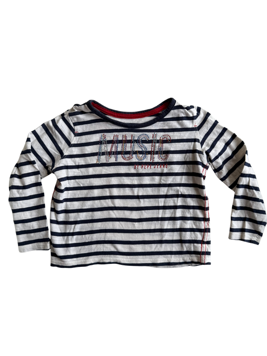 PEPE Langarmshirt blau weiß Music 104