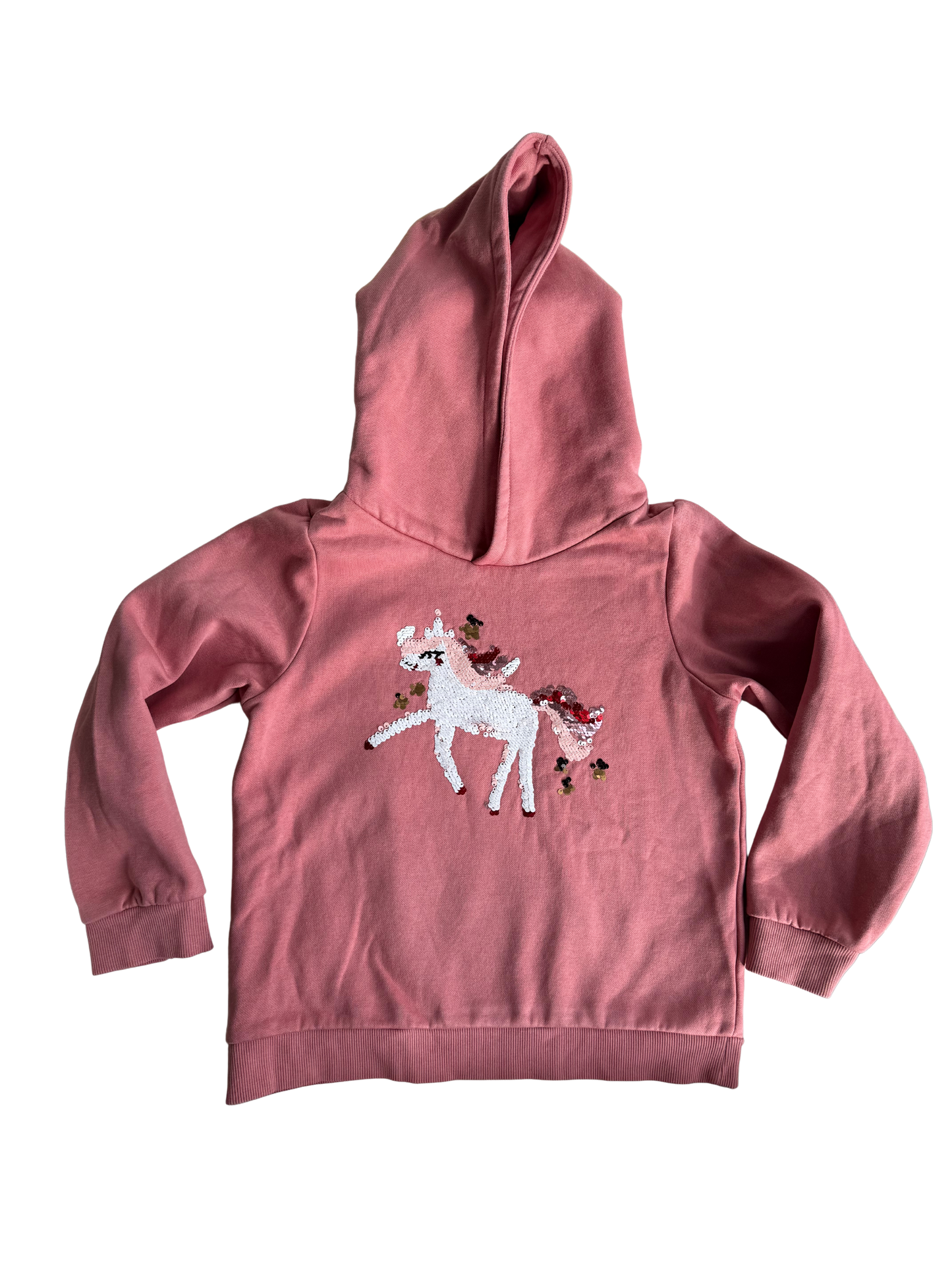 TCHIBO Sweatshirt Einhorn Pailietten rosa 122-128