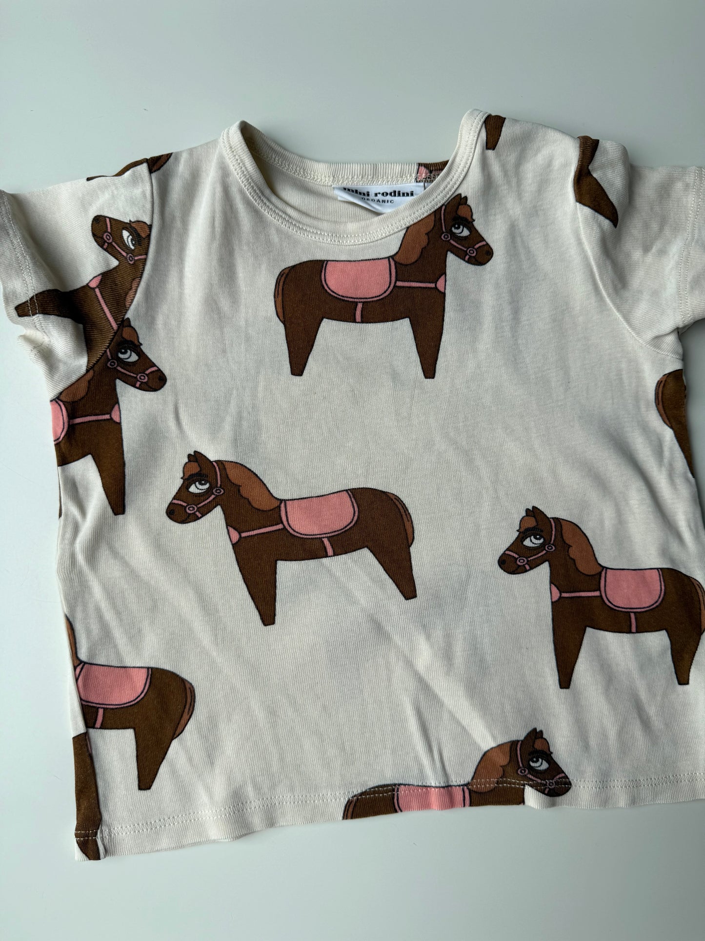 MINI RODINI T-Shirt Creme Pferde 92/98